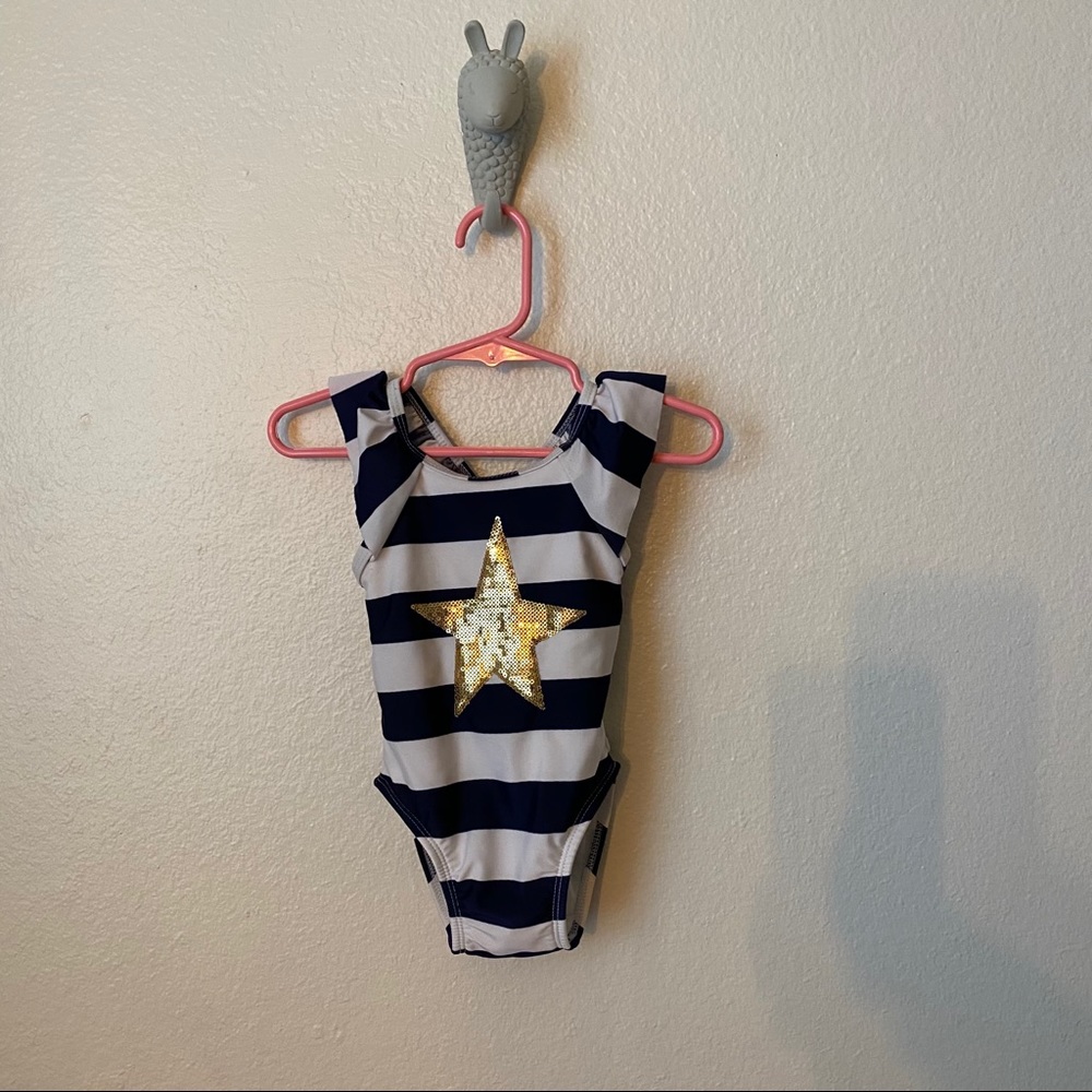 Cat & Jack Navy Striped Star One Piece Swimsuit!